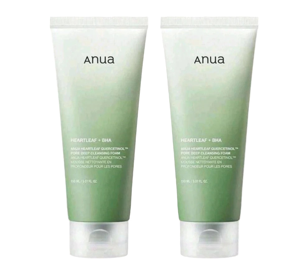 Anua 2pcs Facial Heartleaf Quercetinol Pore Deep Cleansing Foam