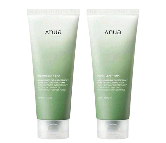 Anua 2pcs Facial Heartleaf Quercetinol Pore Deep Cleansing Foam